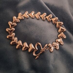 MARGO Manhattan Sterling Silver Puffy Heart Bracelet Toggle J437273 Valentine 7"